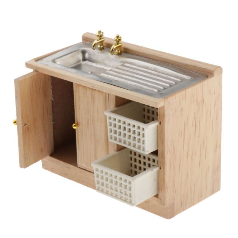 Jual Oem Wooden Kitchen Cupboard Bathroom Wash Basin Cabinet For Dollhouse 1 12 Online November 2020 Blibli Com