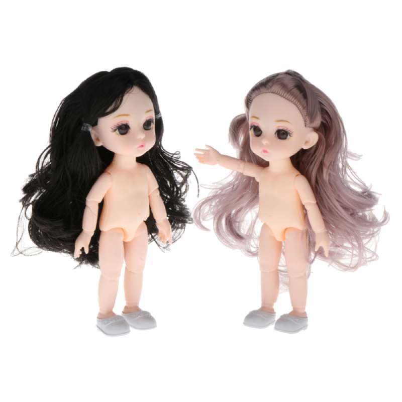 2Pc Adorable 1/12 BJD Doll Body 13 Ball Jointed 3D Eyes DIY Making Toy 