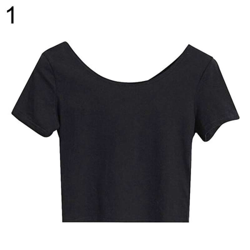 Promo Women Sexy Scoop Neck Crop Tops 