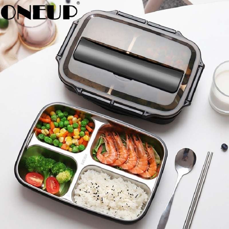 Jual Cascolink Oneup Kotak Makan Stainless Steel Healthy Bento Lunch Box 1000ml 3 Grid With Spoon Chopstick Ou1000 Black Online Desember 2020 Blibli