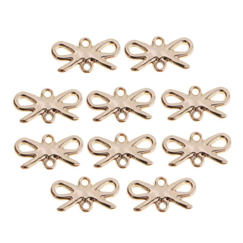 Promo 10x Pendant Bow Charms Gold Charm 