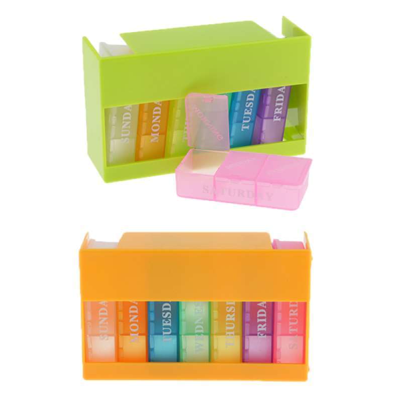 Jual 2pcs Plastic Weekly Pill Box Week Medicine Storage Tablet Organizer Case Online November 2020 Blibli
