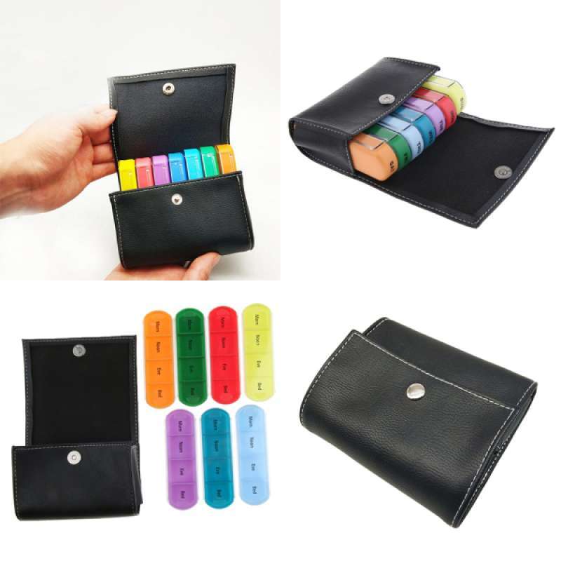 Jual 2pcs Pu Leather Wallet Travel Pill Box Medicine Tablet Organizer Dispenser Online November 2020 Blibli Com