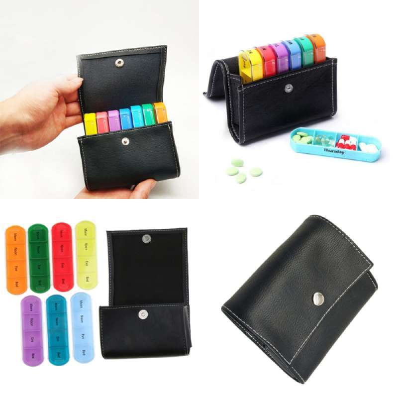 Jual 2pcs Pu Leather Wallet Travel Pill Box Medicine Tablet Organizer Dispenser Online November 2020 Blibli Com