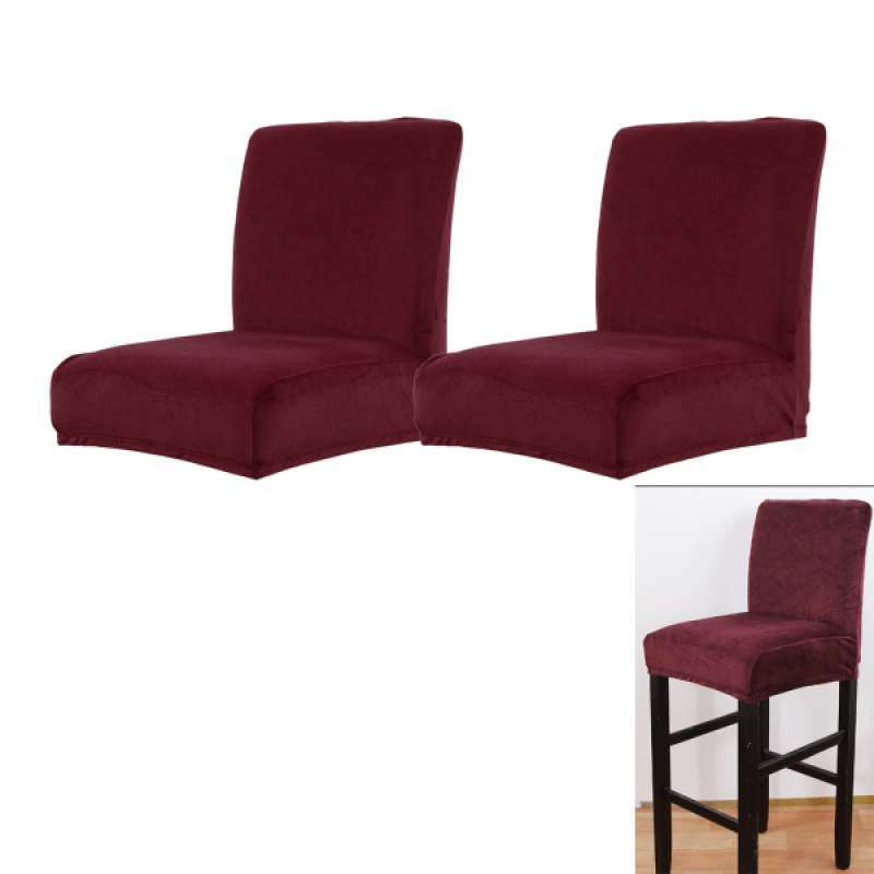Slipcovered Bar Stools, Jual 2pcs Stretch Short Back Dining Chair Cover Bar Stool Seat Slipcover Red 1 Online November 2020 Blibli