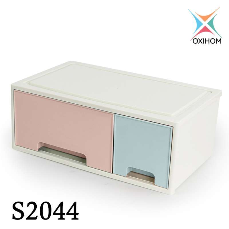 Jual Oxihom S2044 Large 2 Laci Plastik Susun Drawer Storage Stackable Cabinet Desktop Organizer Terbaru Juni 2021 Blibli