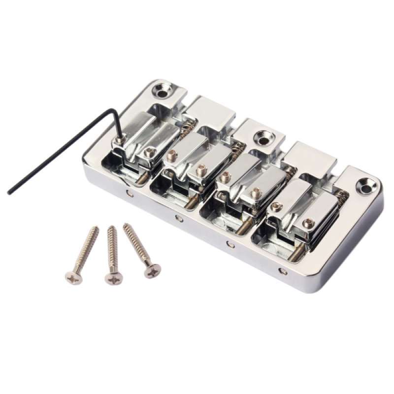 4-String Bass Bridge Electric Bass Guitar Bridge Replacement Parts with Hex Wrench 