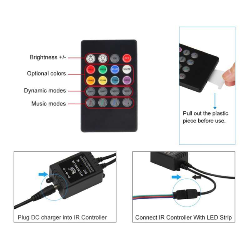 portable dc 12v 20 keys led light strip controller w ir music controller