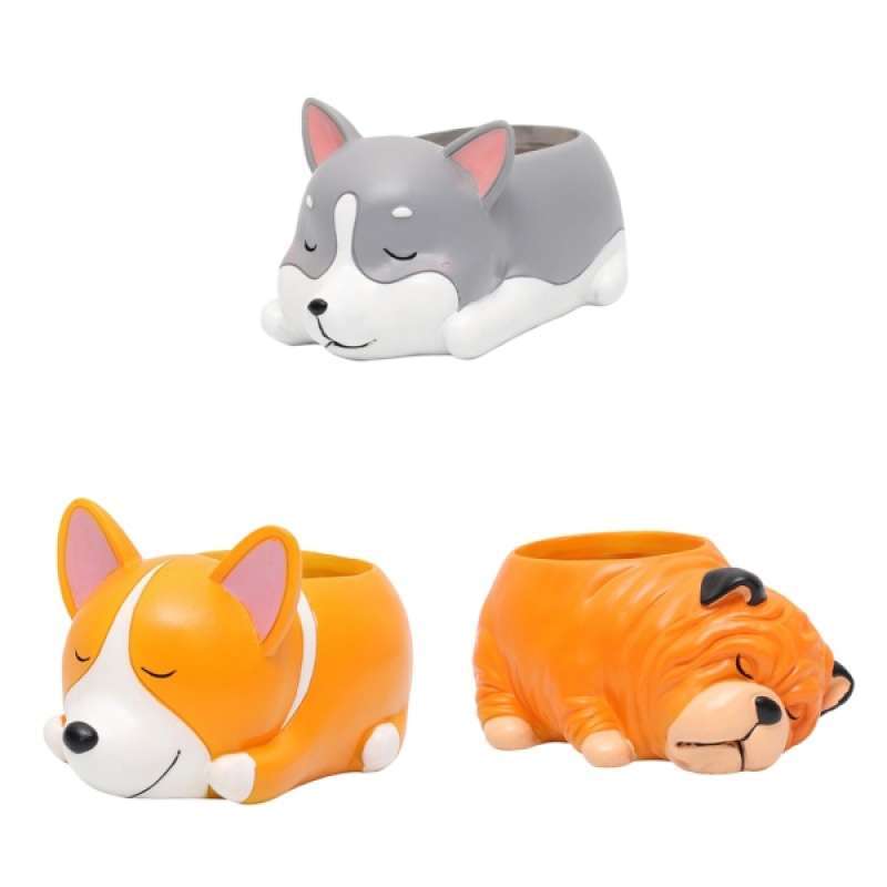 Jual 3pcs Cute Cartoon Dog Succulent Planters Resin Flower Pot For Home Tabletop Decor Online Januari 2021 Blibli
