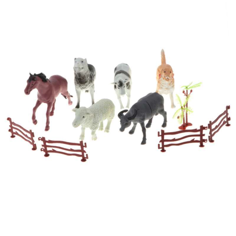 Jual 6Pcs Plastic Farm Animals Small Sheep Dog Cow Cattle Wolf Horse Figures  Toy di Seller Homyl - China | Blibli