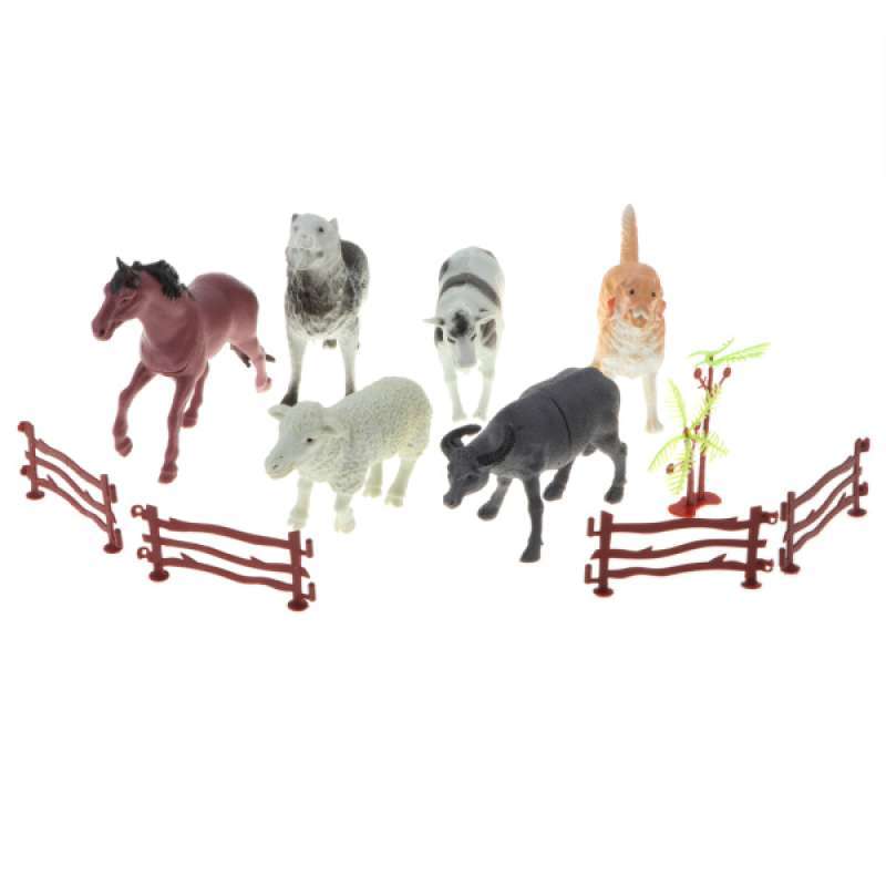 Jual 6Pcs Plastic Farm Animals Small Sheep Dog Cow Cattle Wolf Horse  Figures Toy di Seller Homyl - China | Blibli