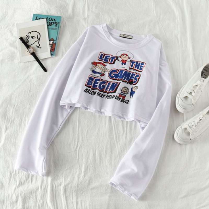 Jual IELGY White long sleeve loose t 