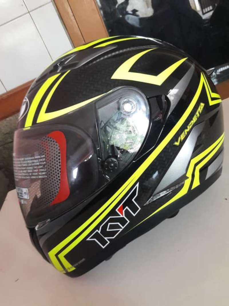 Promo Helm Kyt Vendetta 2 Motif Carbon Black Yellow Fullface