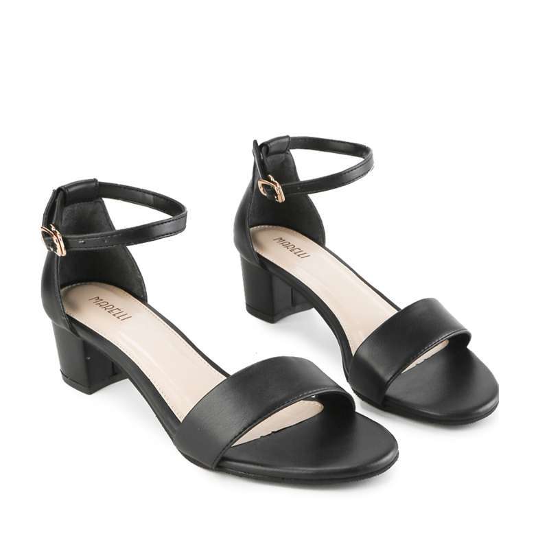 Marelli Sandal Mid Low Heels Wanita Hak cm Ankle Strap 2072 Black