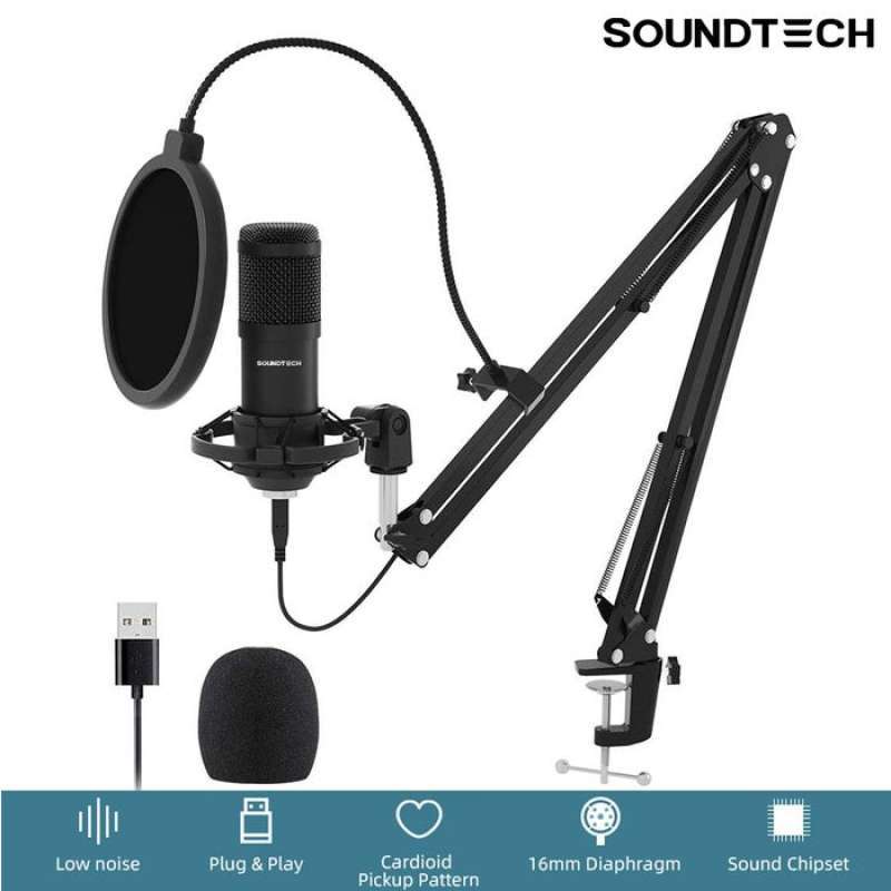 Jual Oem Soundtech Usb Microphone Mic Condenser Recording Streaming Podcast Pc Murah Mei 2021 Blibli