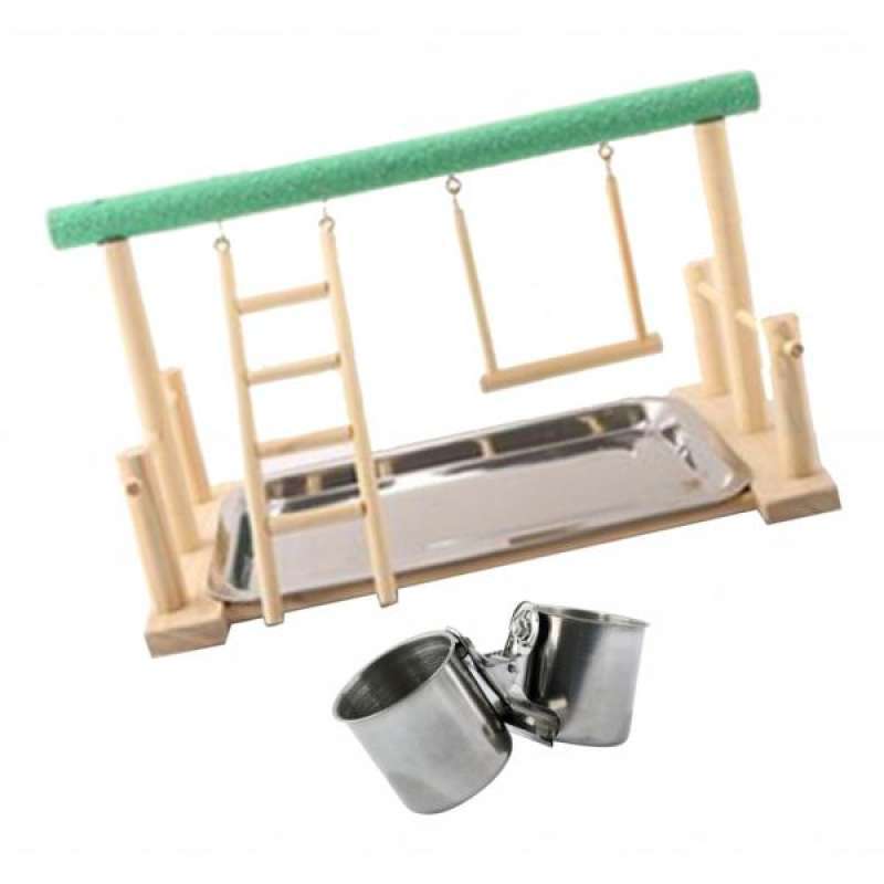 Jual Parrot Bird Perch Table Top Stand 2 Steel Cups Play For Medium Large Breeds Online November 2020 Blibli Com