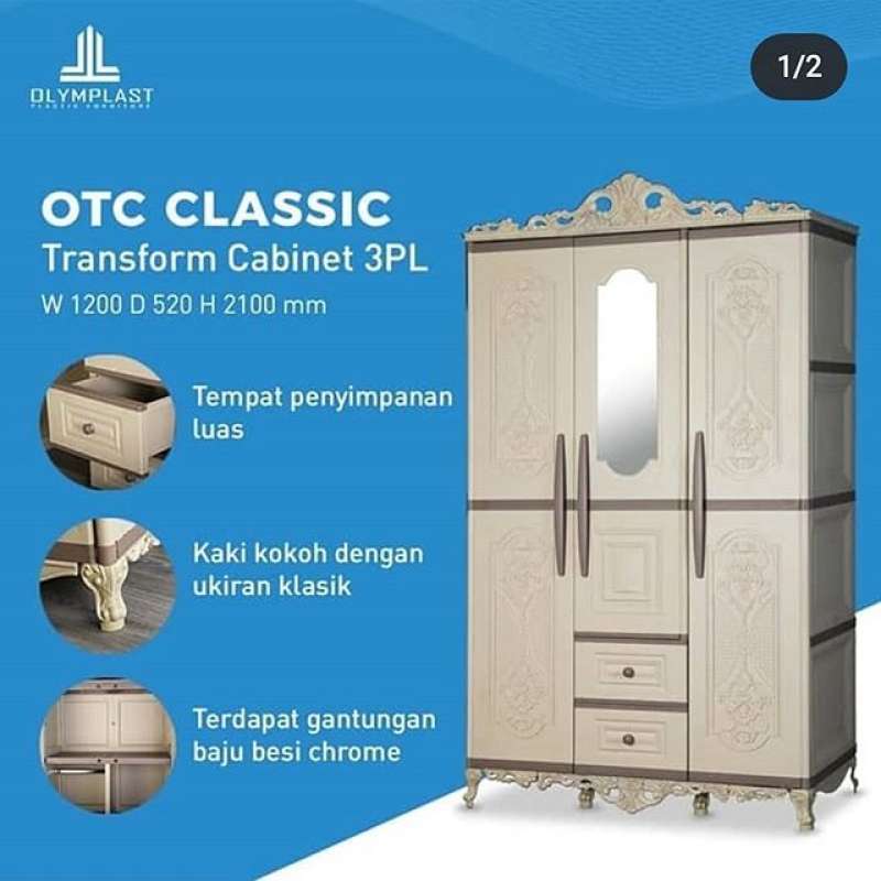 Jual Lemari Pakaian Plastik 3 Pintu Olymplast Otc 3pl Classic Terbaru Juni 2021 Blibli