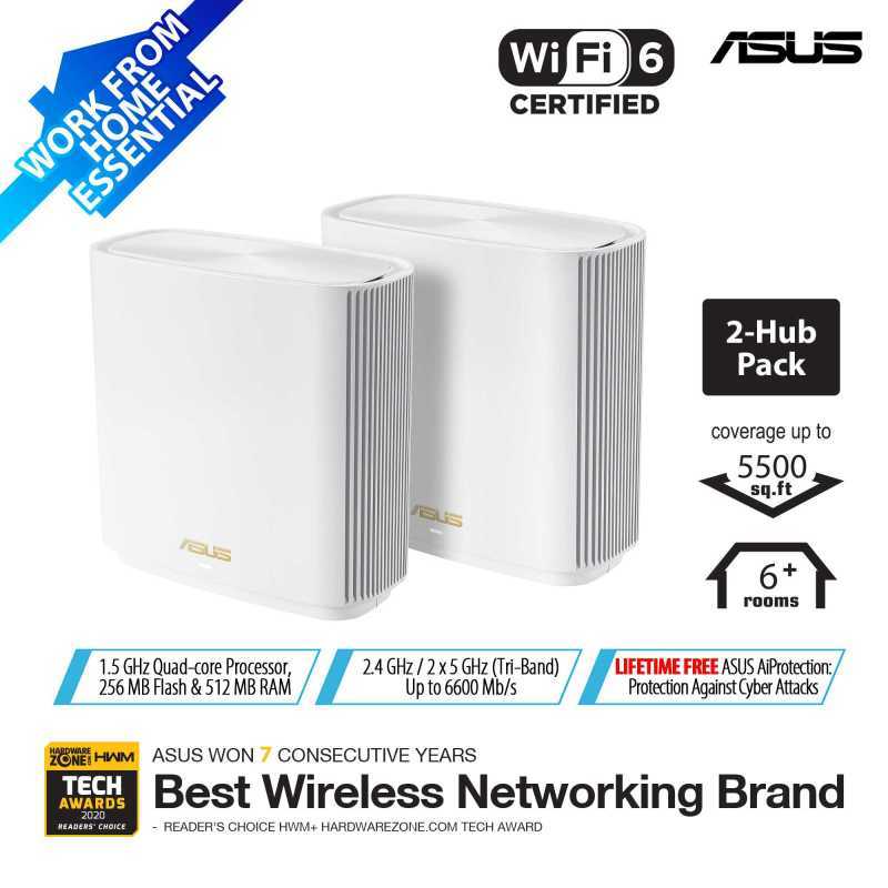 Jual Asus Zenwifi Ax Xt8 Ax6600 Whole Home Tri Band Mesh Wifi 6 System Online November 2020 Blibli Com