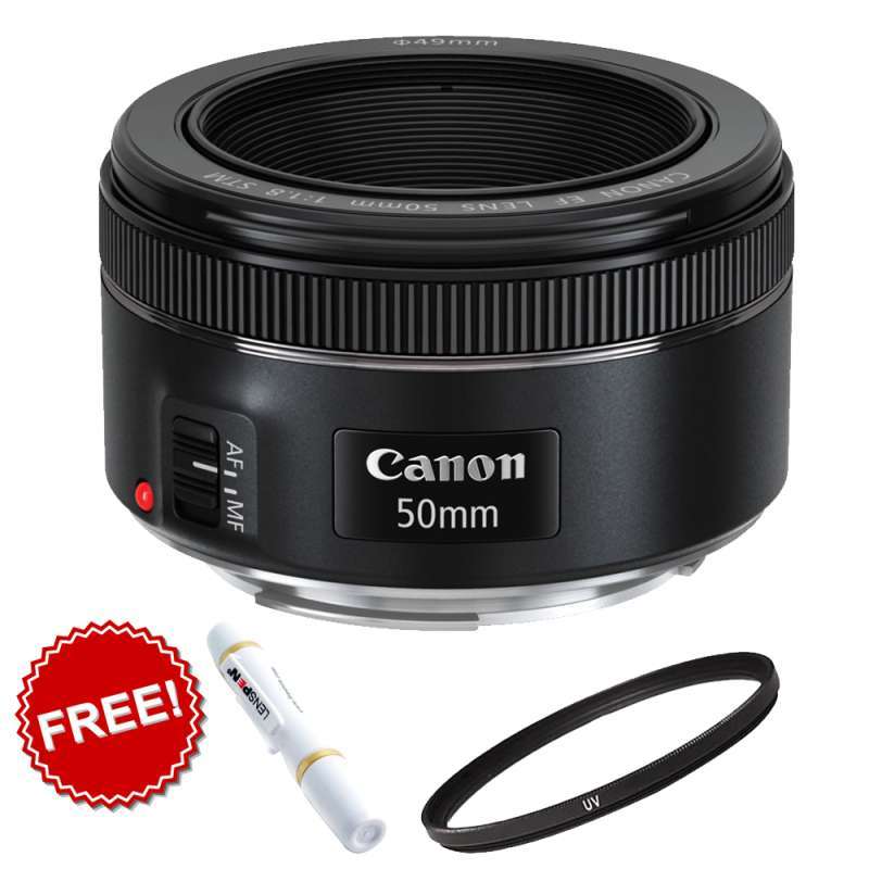 canon ef 50mm f 1 8 stm lens with uv filter lens pen garansi resmi