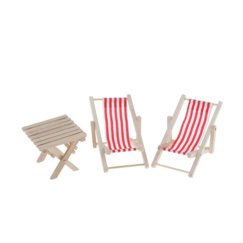 Jual 1 6 Dollhouse Miniature Striped Beach Chair Table Set Life Scene Decor Terbaru Juli 2021 Blibli