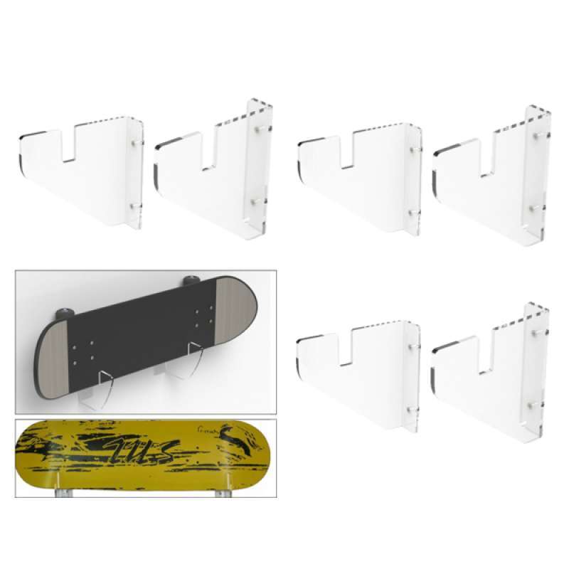 Clear Acrylic Skateboard Deck Bracket Rack Holder Storage 3/4/6/8 Pair 