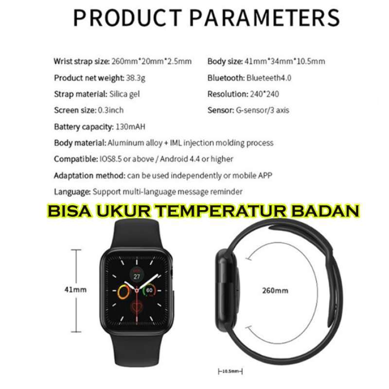 Jual Smartwatch Anti Body Temperature Monitoring Thermometer Suhu Badan Online Januari 2021 Blibli