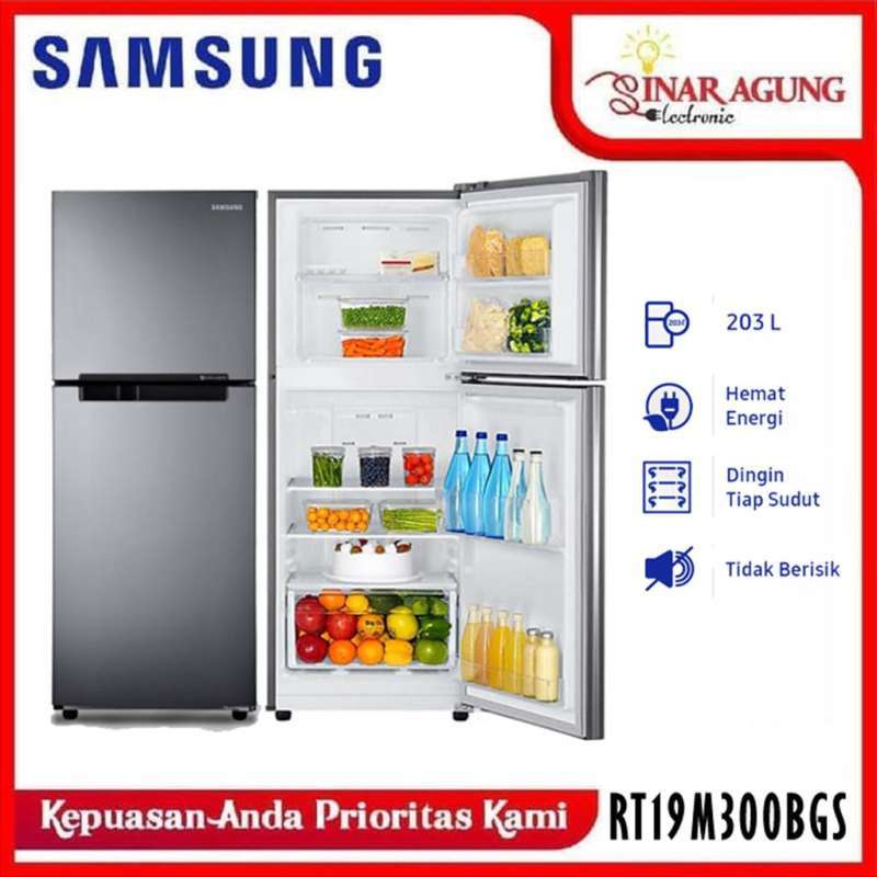 samsung kulkas 2 pintu rt19m300bgs se 203l silver