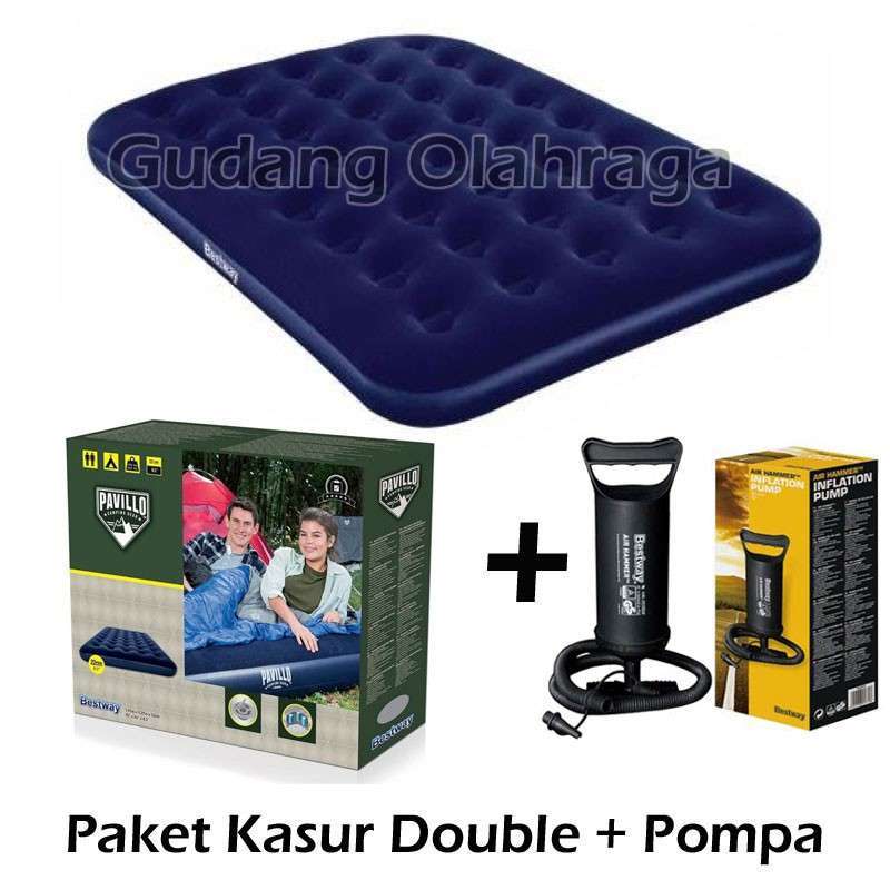 jual kasur angin double biru 191cm x 137cm air bed double 67002 online maret 2021 blibli