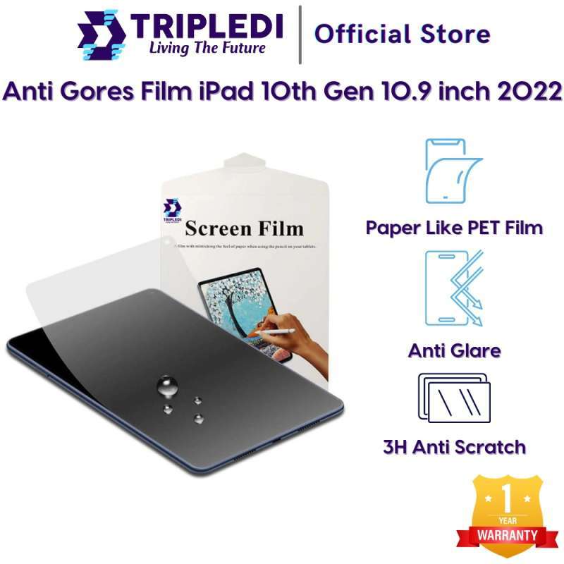 TRIPLEDI Screen Protector for iPad 10th Gen 10.9 Inch, Anti Glare Matte PET Film with Paper-Like Texture, Anti-Fingerprint and Anti-Skid. Ideal for Artists and Students