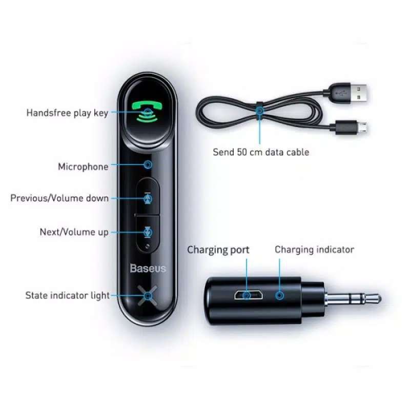 Jual Baseus Bluetooth Receiver Car Speaker Aux 3 5mm Wireless Audio Online Januari 2021 Blibli