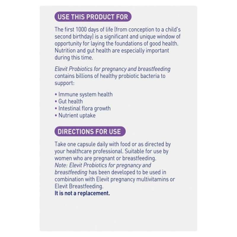 Jual Elevit Probiotics For Pregnancy Breastfeeding Cap X 30 Terbaru September 2021 Harga Murah Kualitas Terjamin Blibli