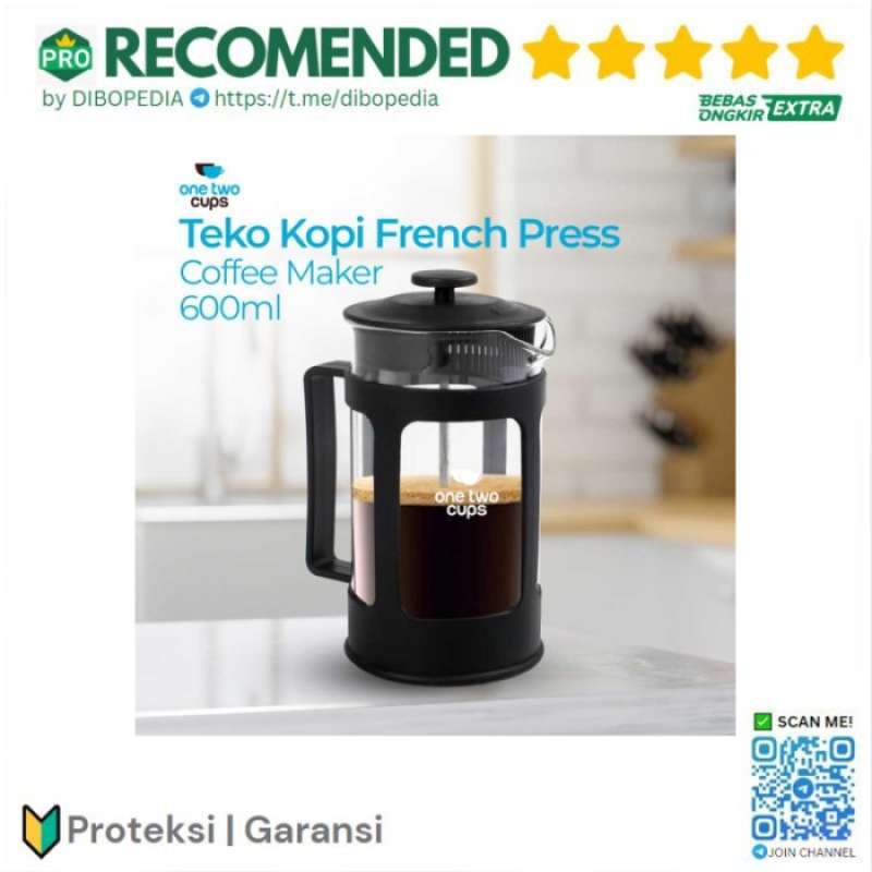 DUOLVQI FRENCH PRESS COFFEE MAKER POT BEAN PATTERN K HITAM 600ML  LORENA