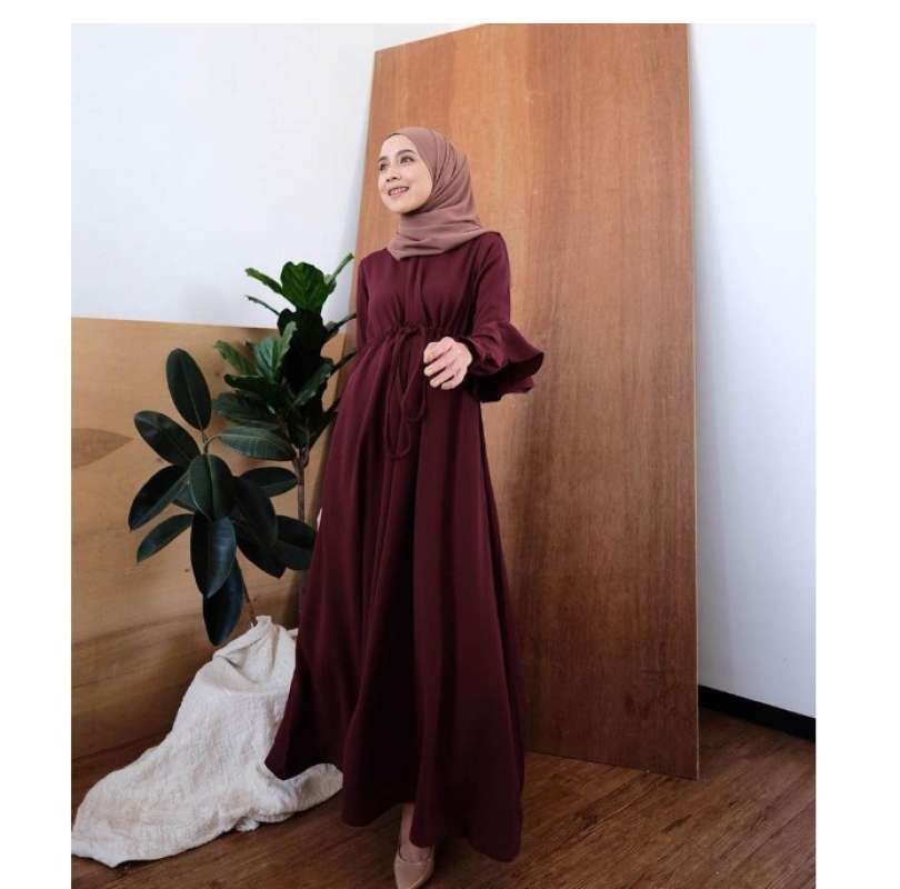 Jual Gamis Hijab Dress Wanita Muslim Terbaru Aurora MAROON Semua