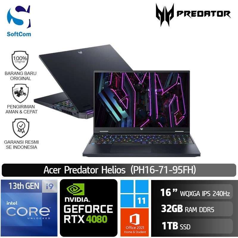 Acer Predator Helios PH16 71 95FH laptop Gaming [Core i9 13900HX/32GB/1TB  SSD/RTX4080 12GB/16