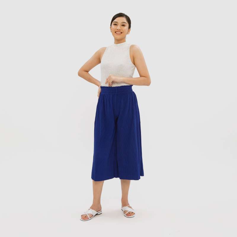 Alowalo - Pleated Pants - Women - Blue 