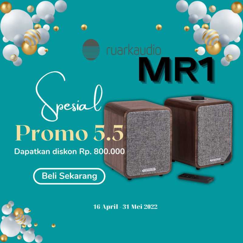 RUARK AUDIO MR1 Sistem Speaker Bluetooth dengan Enclosure Bass Reflex, Dimensi Kompak, dan Fungsi Snooze. Ideal untuk Penggemar Musik dan Penggunaan Desktop