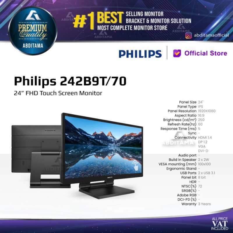 Monitor LED Touch Philips 242B9T 24 IPS 