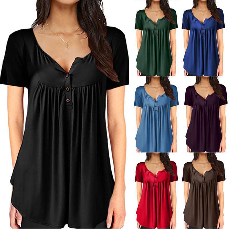 T Shirt Solid Color Blouse 