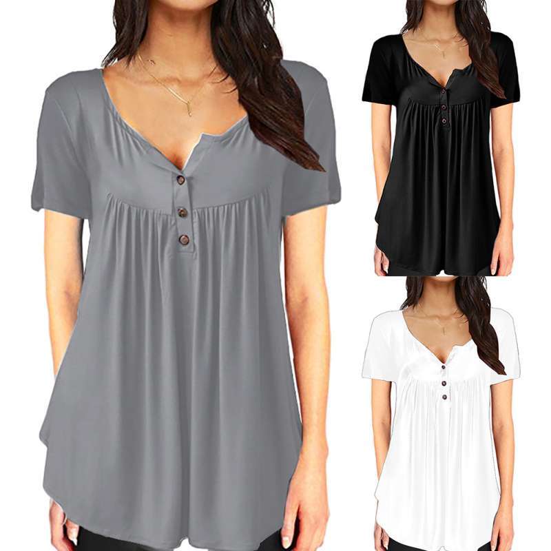 T Shirt Solid Color Blouse 