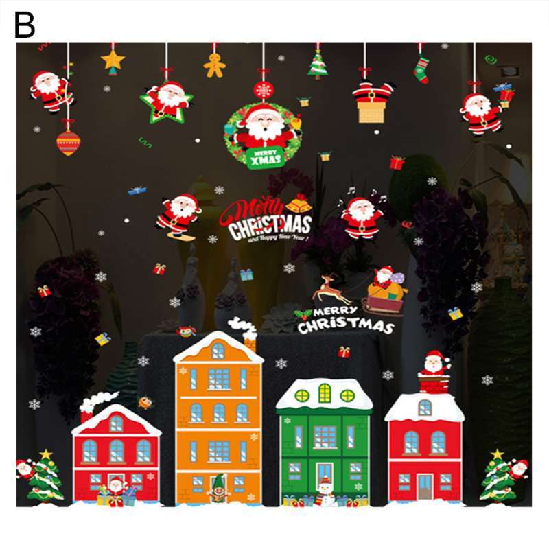bluelans christmas decorations window glass festival decals double sided wall sticker