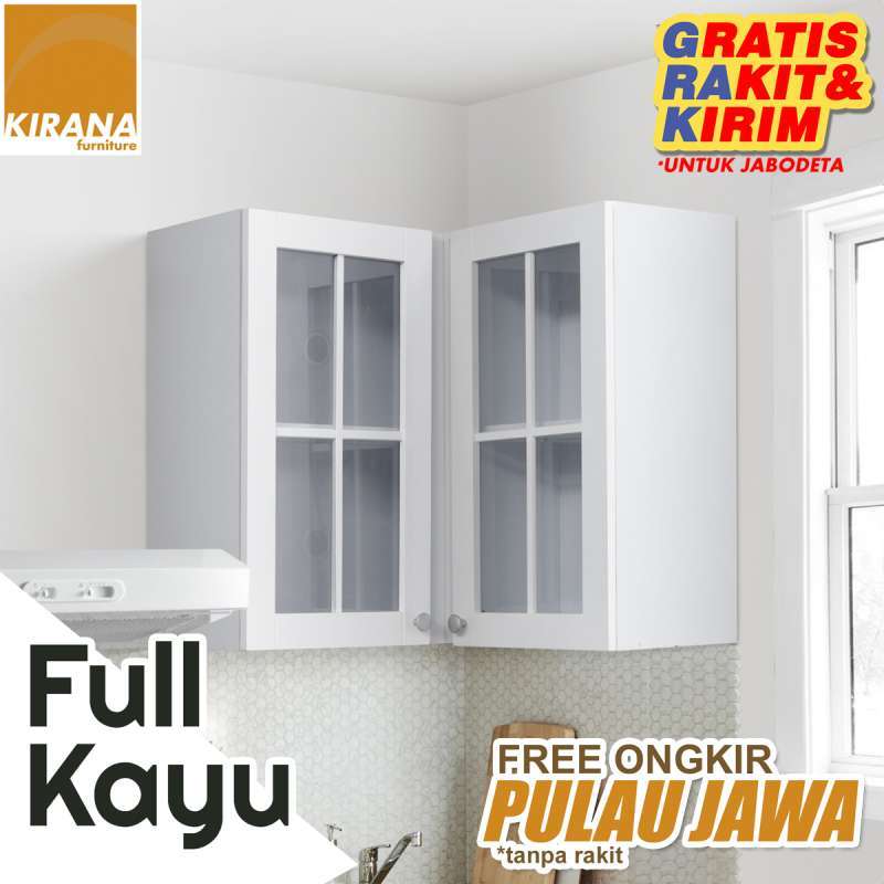 Jual Kirana Kitchen Set Kayu Portland Lemari Dapur Atas 2 Pintu Sudut Kaca Minimalis Classic Cat Duco Putih Online April 2021 Blibli