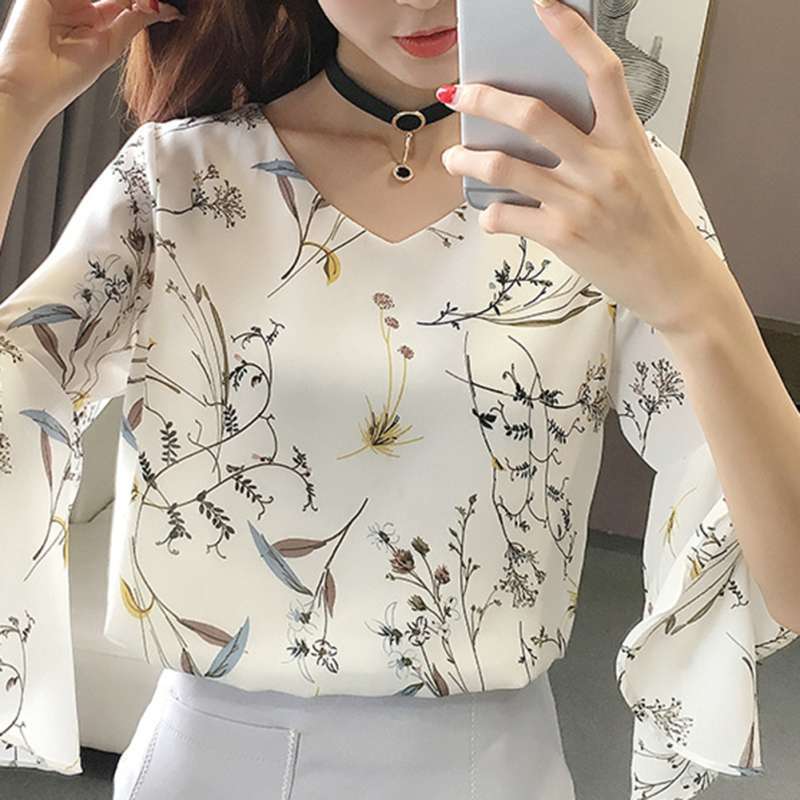 V Neck Chiffon Blouse Shirt 