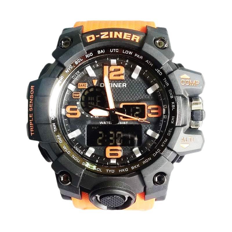 D-Ziner DZ8119 Dual Time Jam Tangan Pria - Orange sporty