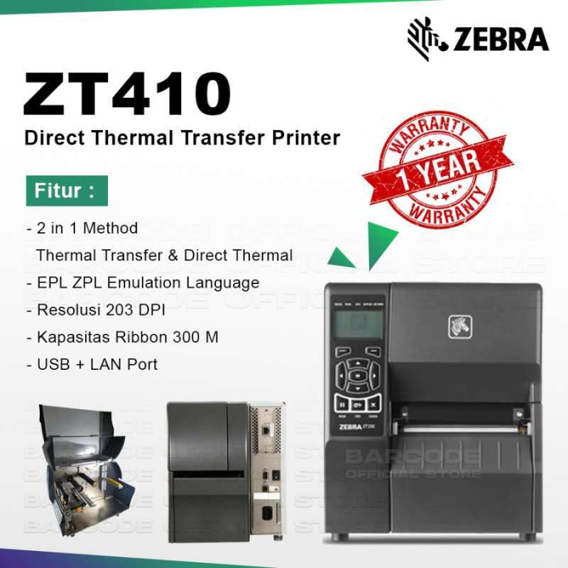 Jual PRINTER BARCODE ZEBRA ZT410 | ZT 410 | ZT-410 203 DPI ...