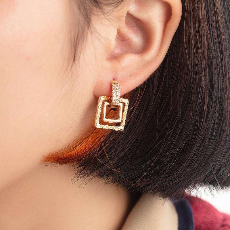 XUPING PREMIUM SUPER CANTIK ANTING MODEL GANTUNG KOTAK CANTIK EMAS ASLI 18K  FASHION WANITA ANTI LUNTUR / ANTING LAPIS EMAS KUALITAS / GOLD EARRINGS