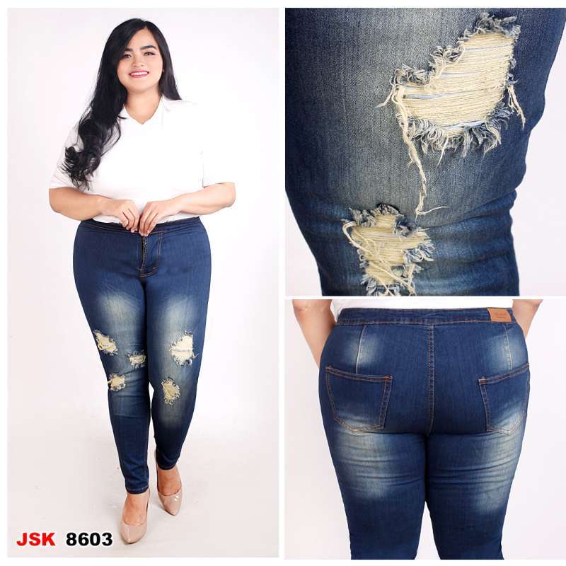 Highwaist Ripped Denim Celana Panjang 
