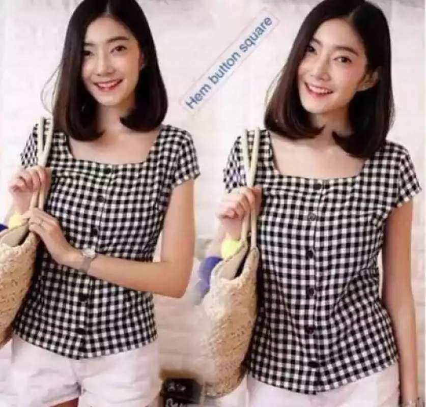 Promo Yhshop Kemeja Kotak Kotak Wanita Kemeja Cewek Kemeja Lengan Pendek Wanita Square Di Seller Yhshop Kota Jakarta Barat Dki Jakarta Blibli