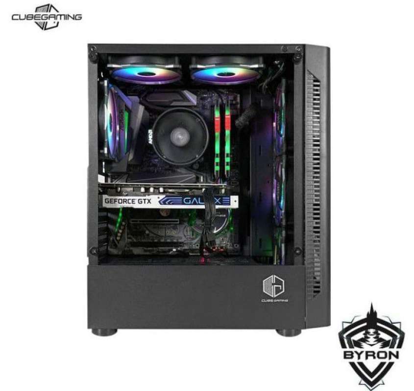 casing pc cube gaming byron atx left side tempered glass psu cover non fan