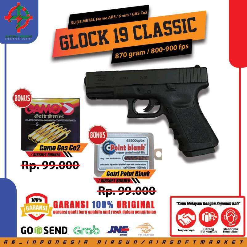 Promo GLOCK 19 CLASSIC UPGRADE BONUS GAS 5 BOTOL DAN GOTRI ...