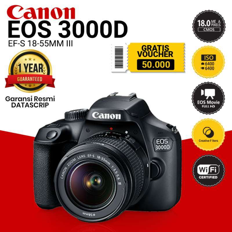 canon eos 3000d kit ef s18 55 iii dslr camera black